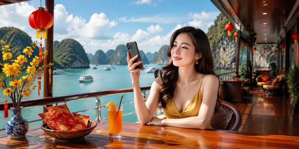 Người dùng Hà Nội nhận thưởng và kiểm tra tài khoản trên điện thoại tại quán cà phê