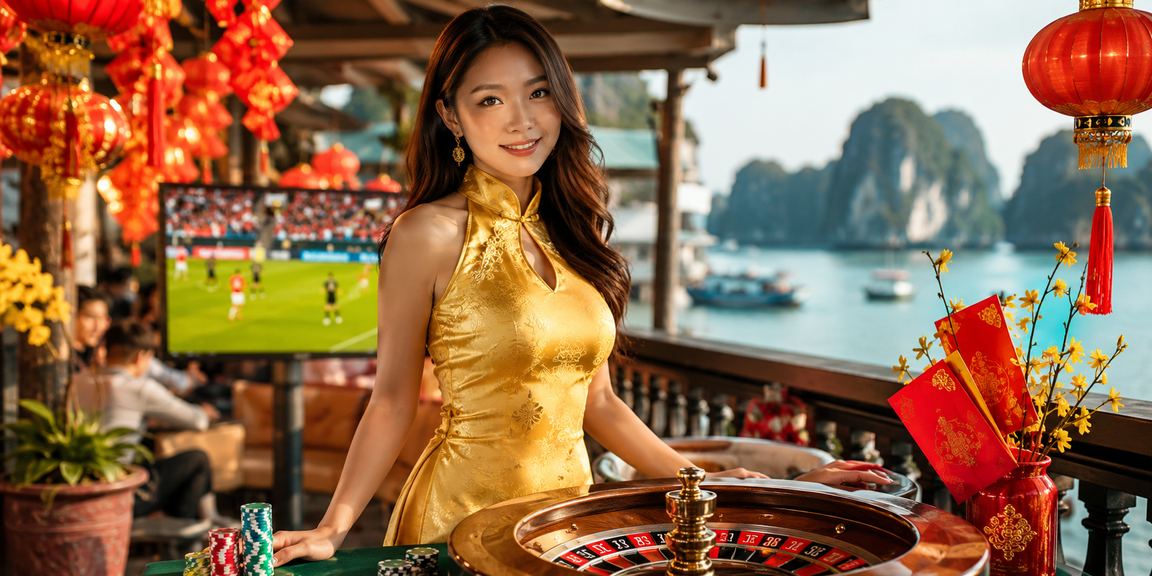 Bàn roulette phong cách Hà Nội với trang phục áo dài truyền thống