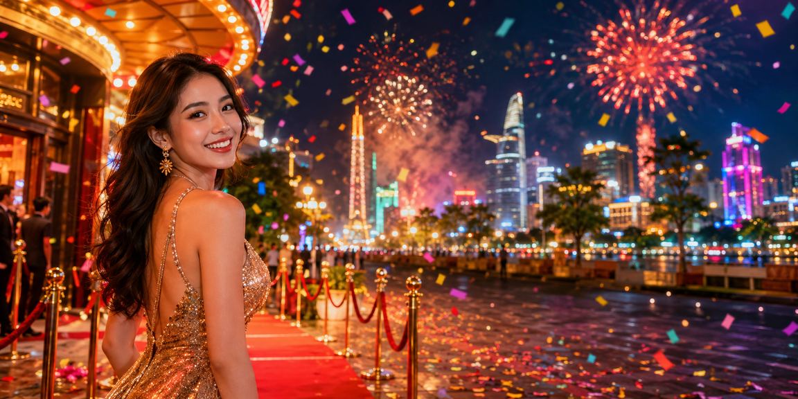 Người dùng TP. Hồ Chí Minh tham gia jackpot trực tuyến tại khu chợ đêm với điện thoại trên tay